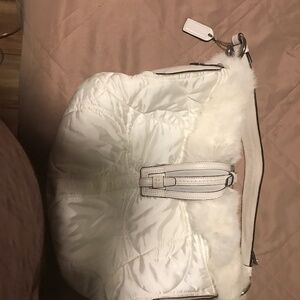 Rare vintage coach purse handmade of nylon and rabbit fur